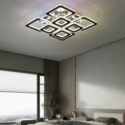 LED -csillár távirányítóval és kristály Quadria Supremo RGB 198W, 8 négyzet