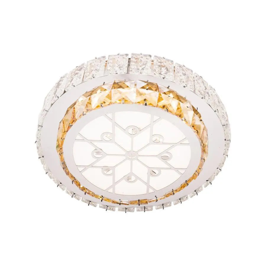 LED -csillár távirányítóval és kristály 24W, kerek, hideg/forró/semleges fény, instabil, ezüst