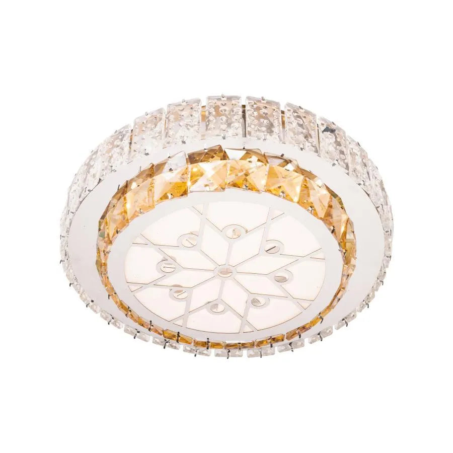 LED -csillár távirányítóval és kristály 24W, kerek, hideg/forró/semleges fény, instabil, ezüst