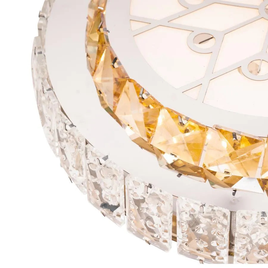 LED -csillár távirányítóval és kristály 24W, kerek, hideg/forró/semleges fény, instabil, ezüst