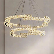 LED -csillár, távirányítóval és Crystal Mia Latifah 70W -vel felfüggesztve, 2 kör, hideg/forró/semleges fény, instabil, fényes króm, állítható magasság