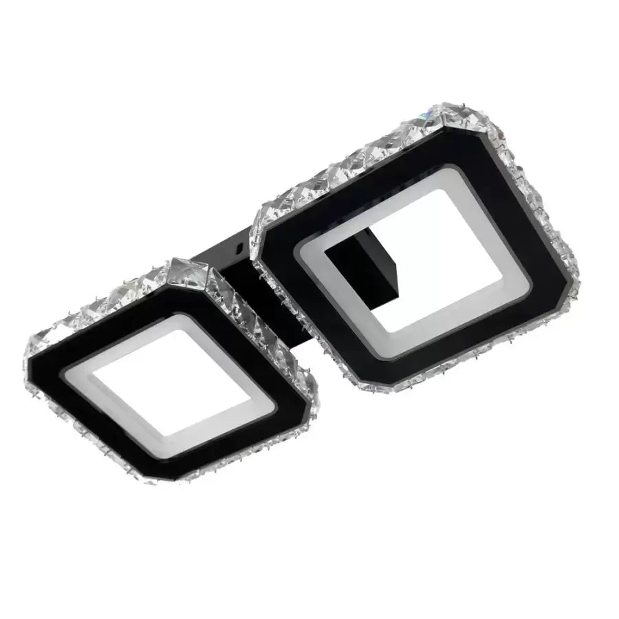 LED LED LED Crystal Quadris 24W, 2 négyzet, hideg/forró/semleges fény, instabil, fekete