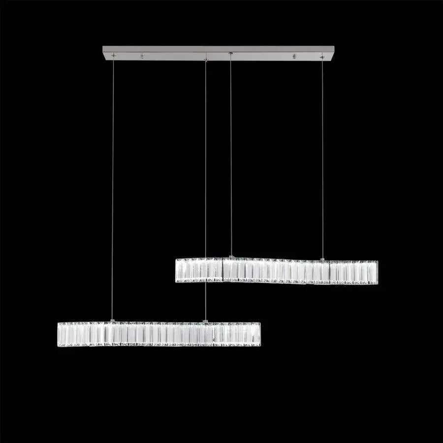 LED -csillár, amelyet távirányítóval és kristálymozgással felfüggesztettek 24W, hideg/forró/semleges fény, under, fényes króm, állítható magasság