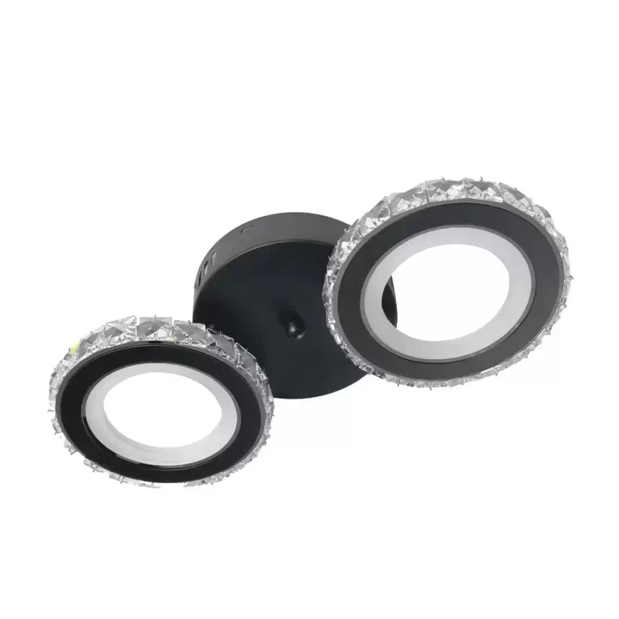 LED -csillár távirányítóval és Crystal Nova Rotonda 29W, 2 kör, hideg/forró/semleges fény, instabil, fekete