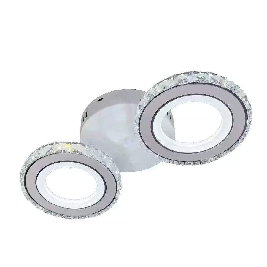 LED -csillár távirányítóval és Crystal Nova Rotonda 29W, 2 kör, hideg/forró/semleges fény, fehér