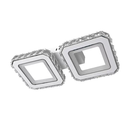 LED -vágy távirányítóval és quadris 24W Crystal, 2 négyzet, hideg/forró/semleges fény, instabil, fehér