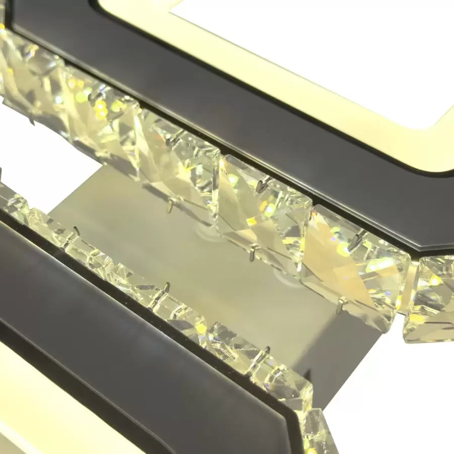 LED -vágy távirányítóval és quadris 24W Crystal, 2 négyzet, hideg/forró/semleges fény, instabil, fehér