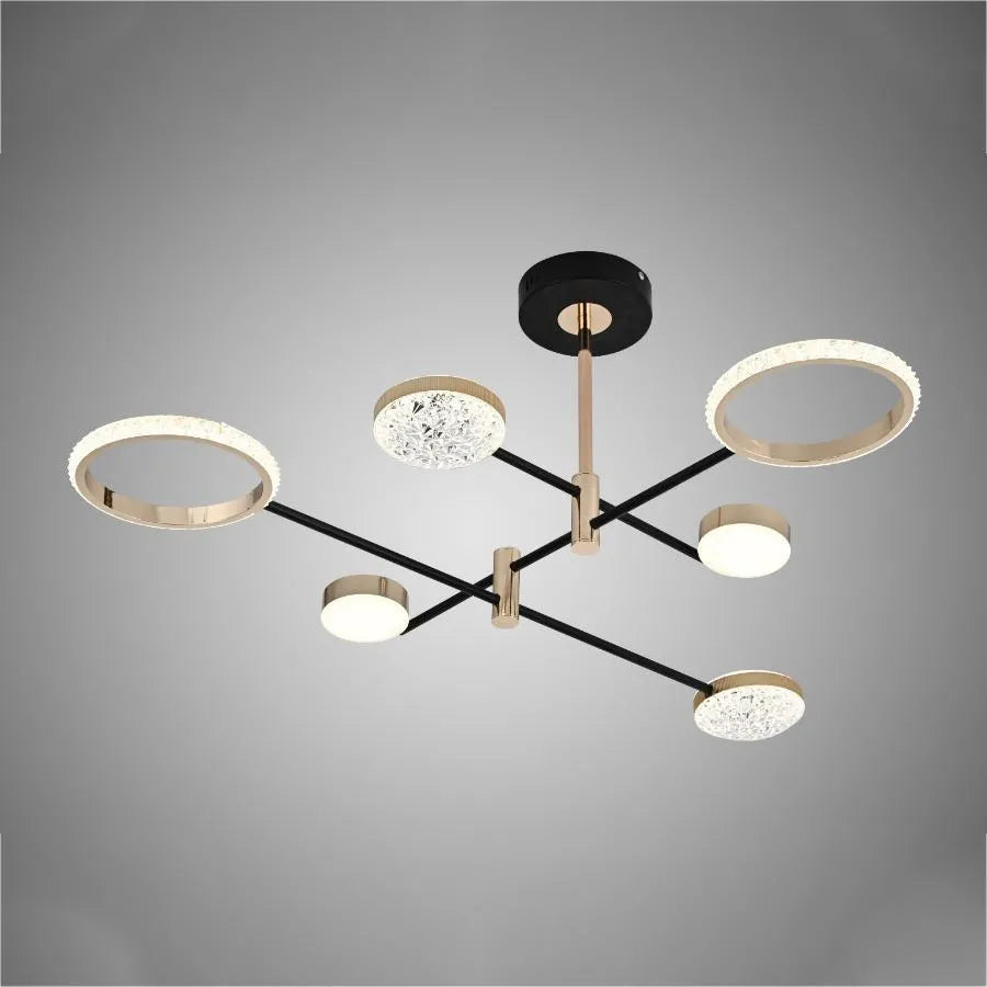 LED LULUS AUGUSTUS 40W, 6 elem, lineáris, hideg/forró/semleges fény, fényes fekete arany