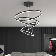 LED -vágy az Azariah 112W távirányítóval, 4 kör, hideg/forró/semleges fény, instabil, fekete, állítható magassággal felfüggesztett