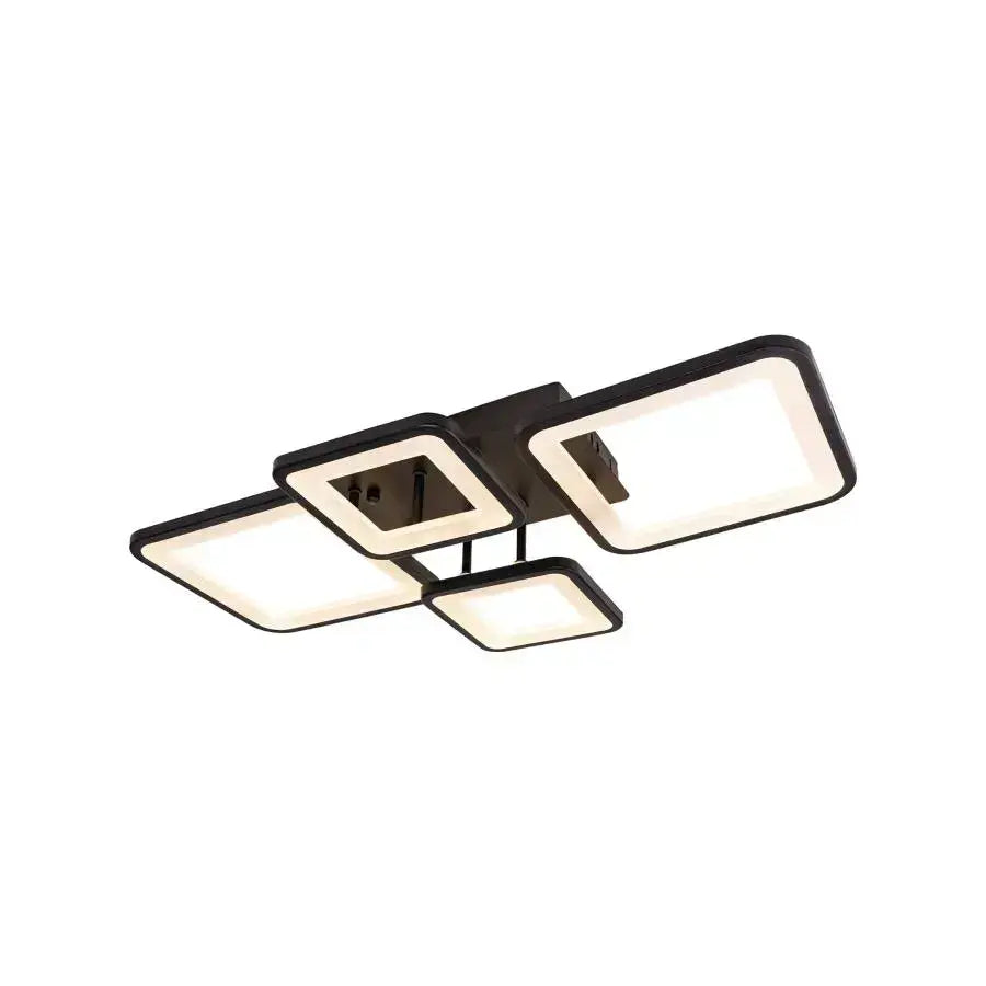 LED -csillár távirányítóval Ella 85W, 4 négyzet, hideg/forró/semleges fény, instabil, fekete