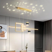 A LED -vágy felfüggesztve a Denisse 64W távirányítóval, hideg/forró/semleges fény, instabil, arany, állítható magasság, 2233/4GD