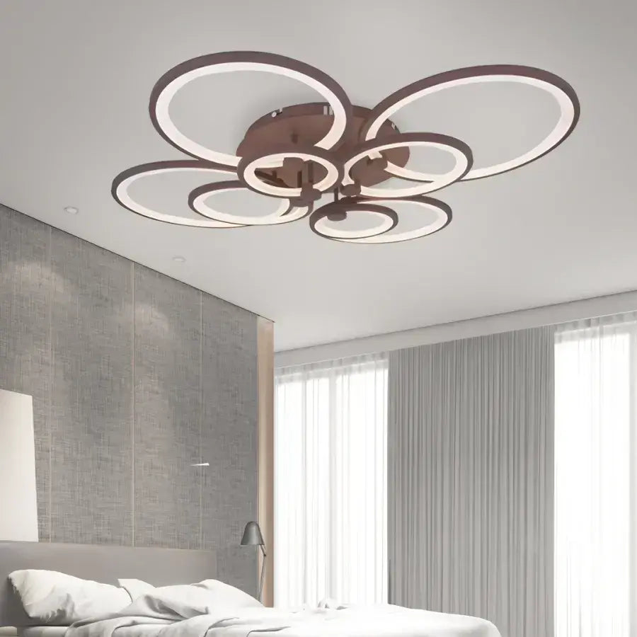 LED -csillár távirányítóval Alani 200W, 8 kör, hideg/forró/semleges fény, instabil, barna