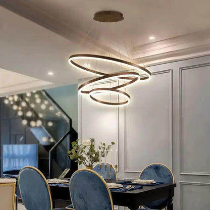 LED -csillár felfüggesztette az Emanuelle 152W távirányítót, 3 kör, hideg/forró/semleges fény, instabil, barna, állítható magasság