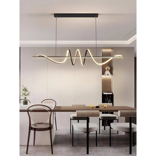 LED -csillár, szalagos távirányítóval, 66W, állítható magasság, hideg/forró/semleges fény, instabil, fekete