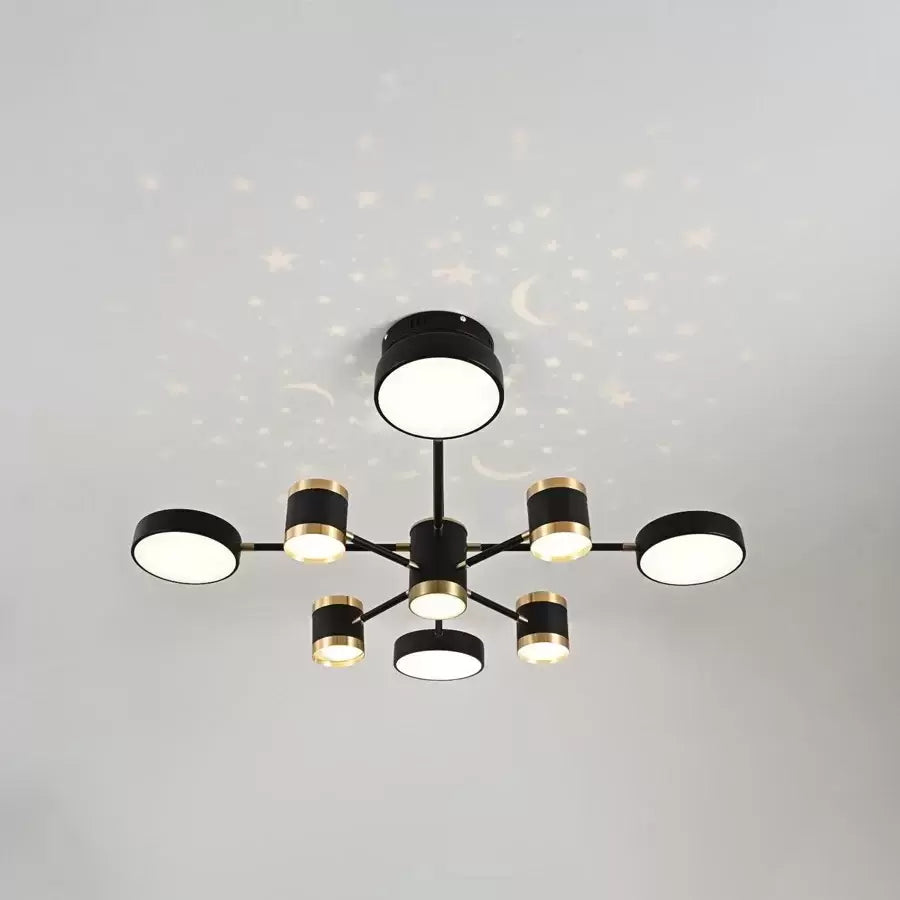 LED -csillár Nova 87W távirányítóval, 8 elem, hideg/forró/semleges fény, instabil, fekete