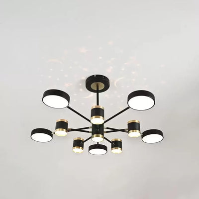 LED -csillár Nova 95W távirányítóval, 10 elem, hideg/forró/semleges fény, under, fekete