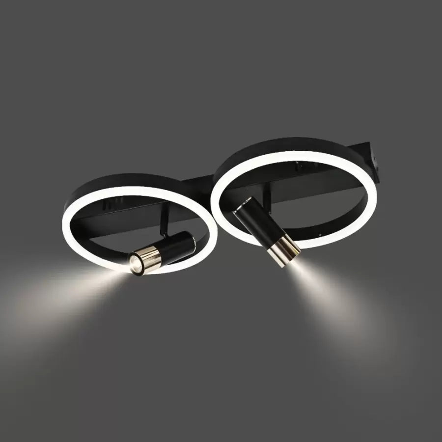LED -csillár állítható kivetítővel és Ruben 34W távirányítóval, 2 kör, hideg/forró/semleges fény, instabil, fekete