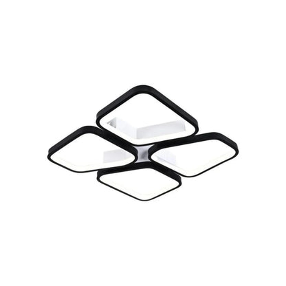 LED -csillár Daiki 79W távirányítóval, 4 négyzet, hideg/forró/semleges fény, gerenda, fekete