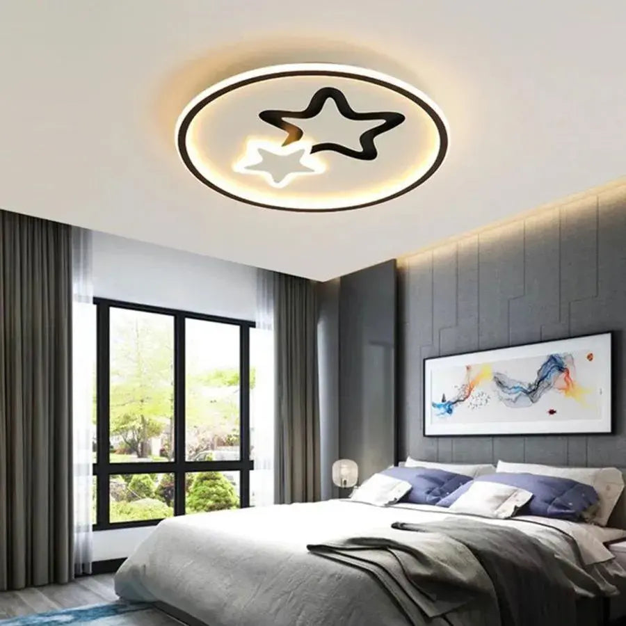 LED -csillár az emeleniai távirányítóval 57W, csillag, hideg/forró/semleges fény, instabil, fekete