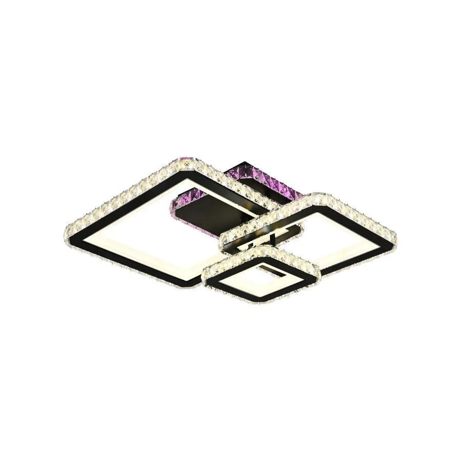 LED -csillár távirányítóval és Crystal Blakely RGB 166W, 3 négyzet, hideg/forró/semleges fény, instabil, fekete