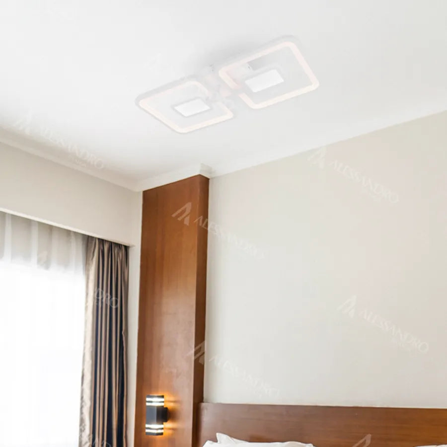 LED -vágy távirányítóval, Felix, 2 négyzet, 77W, hideg/forró/semleges fény, instabil, fehér