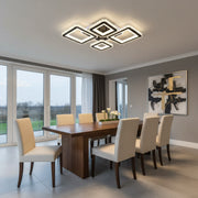 LED csillár távirányítóval és kristály QUADRIS RGB 96W, 4 négyzet, hideg/meleg/semleges fény, szabályozható, fekete