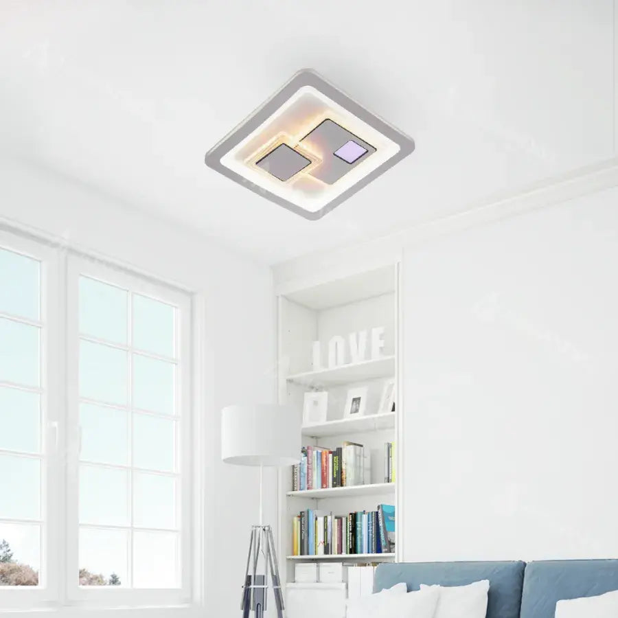 KEREN LED mennyezeti lámpa, 24W, 26 cm átmérő, négyzet alakú, hideg/meleg/semleges fény, fehér