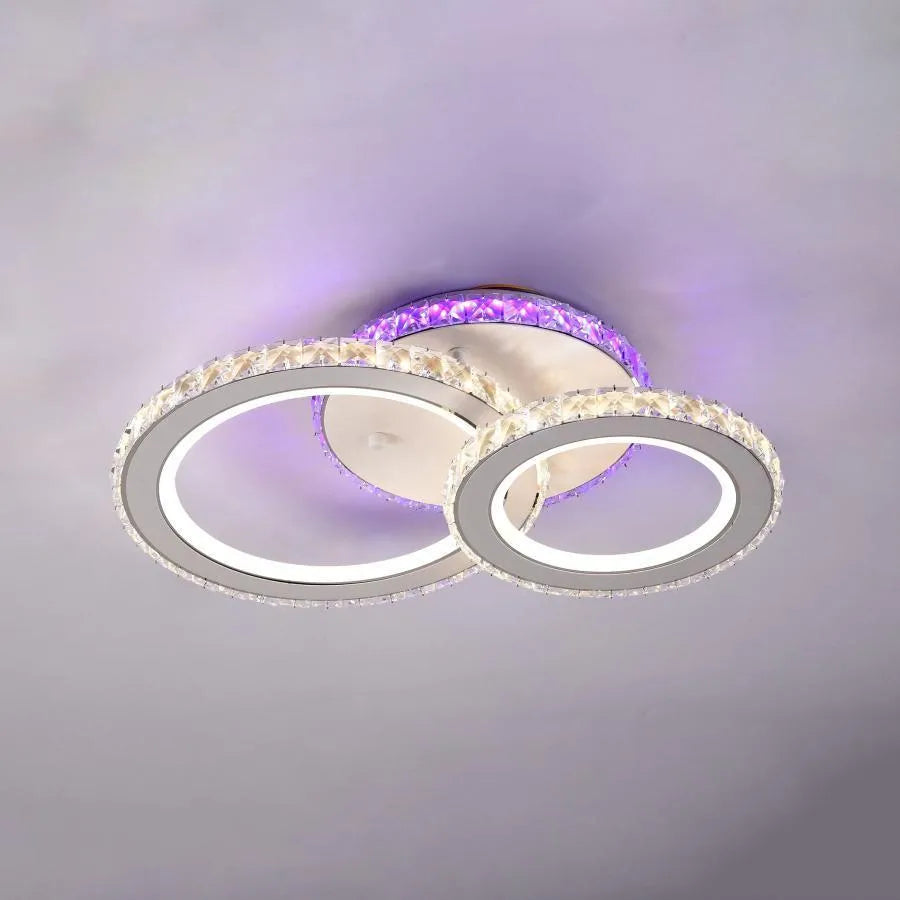 LED -csillár távirányítóval és Crystal Nova RGB 43W, 2 kör, hideg/forró/semleges fény, százszorszép, fehér