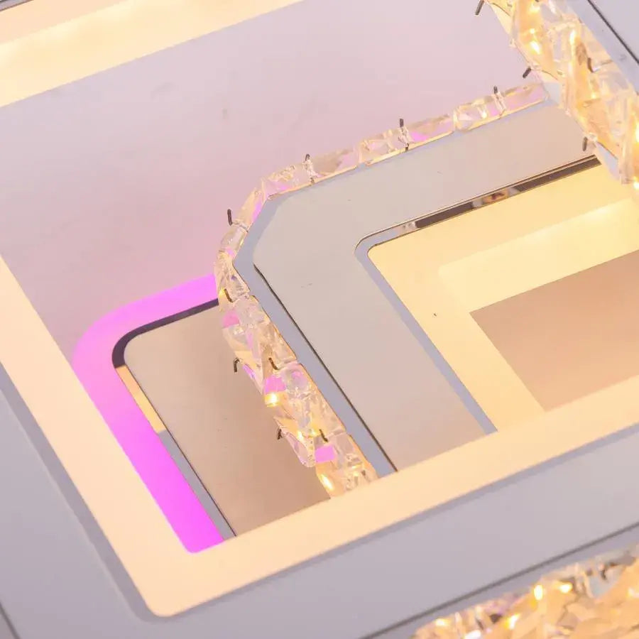 LED -csillár távirányítóval és Crystal Leila 154W, 3 négyzet
