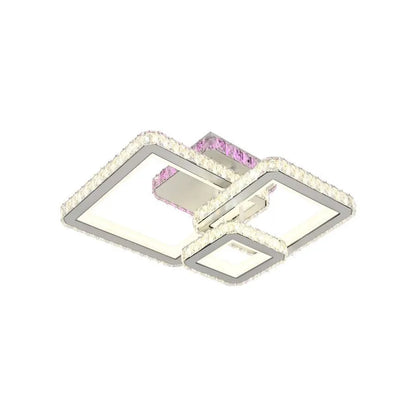LED -csillár távirányítóval és Crystal Blakely RGB 166W, 3 négyzet, hideg/forró/semleges fény, fehér, fehér