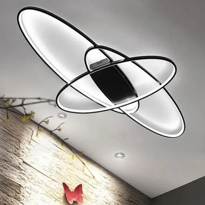 LED -csillár 140W -os pálya távirányítóval, 3 elem, ovális, hideg/forró/semleges fény, instabil, fekete