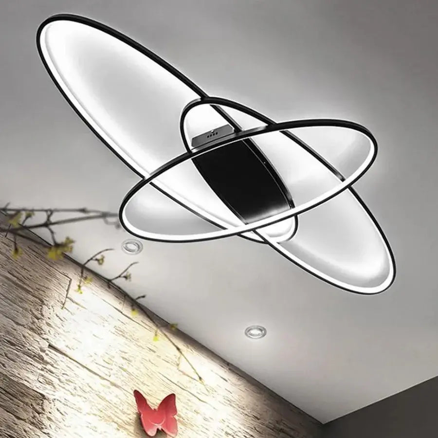 LED -csillár 140W -os pálya távirányítóval, 3 elem, ovális, hideg/forró/semleges fény, instabil, fekete