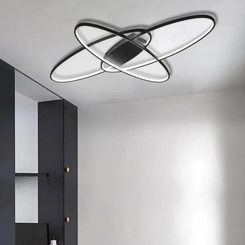 LED -csillár 140W -os pálya távirányítóval, 3 elem, ovális, hideg/forró/semleges fény, instabil, fekete