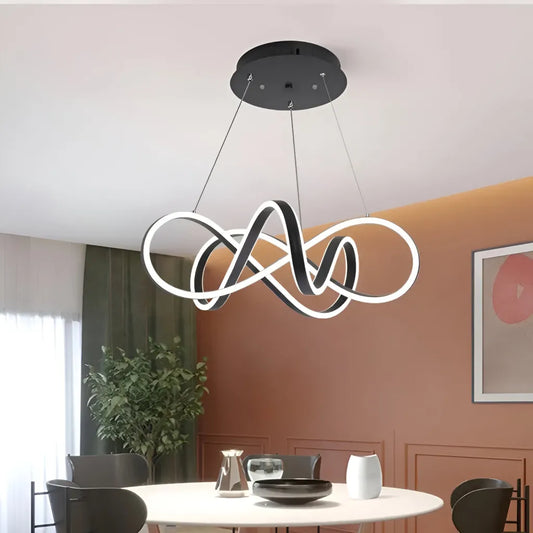 LED -csillár, amely Infinity Halo távirányítóval, 138W, állítható magasság, hideg/forró/semleges fény, instabil, fekete, felfüggesztette