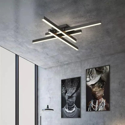 LED -csillár 80W Mora távirányítóval, 4 elem, lineáris, hideg/forró/semleges fény, instabil, fekete
