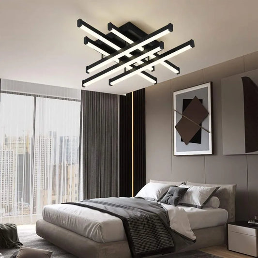 LED -csillár Mora 120W távirányítóval, 6 elem, lineáris, hideg/forró/semleges fény, instabil, fekete