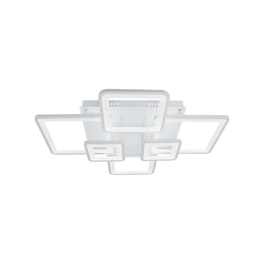 LED -csillár távirányítóval Ella 124W, 6 négyzet, hideg/forró/semleges fény, instabil, fehér