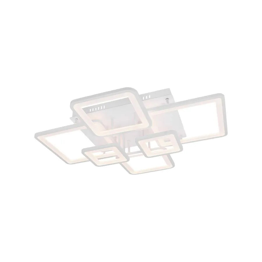 LED -csillár távirányítóval Ella 124W, 6 négyzet, hideg/forró/semleges fény, instabil, fehér