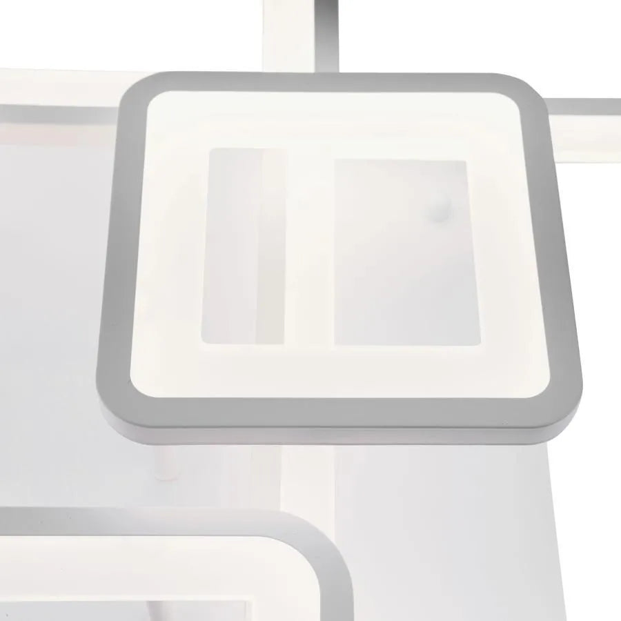 LED -csillár távirányítóval Ella 124W, 6 négyzet, hideg/forró/semleges fény, instabil, fehér