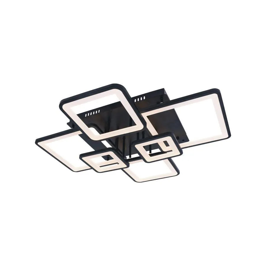 LED -csillár távirányítóval Ella 124W, 6 négyzet, hideg/forró/semleges fény, instabil, fekete