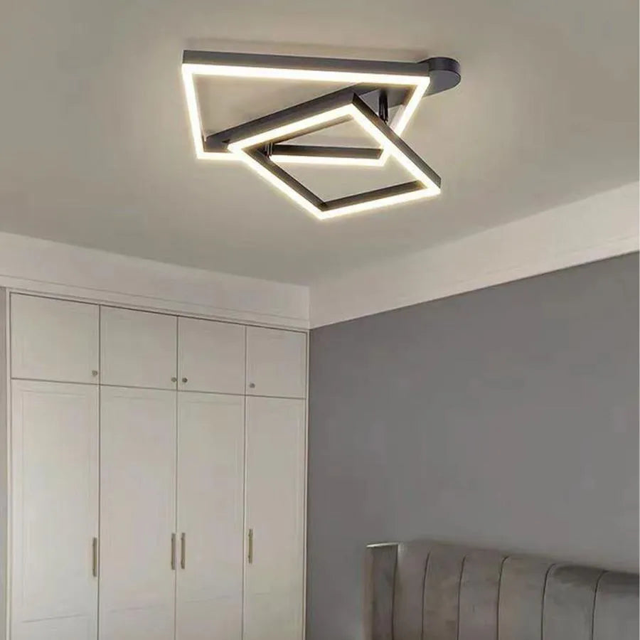 LED -csillár 112W -os Papine távirányítóval, 2 négyzet, hideg/forró/semleges fény, átkozott, fekete