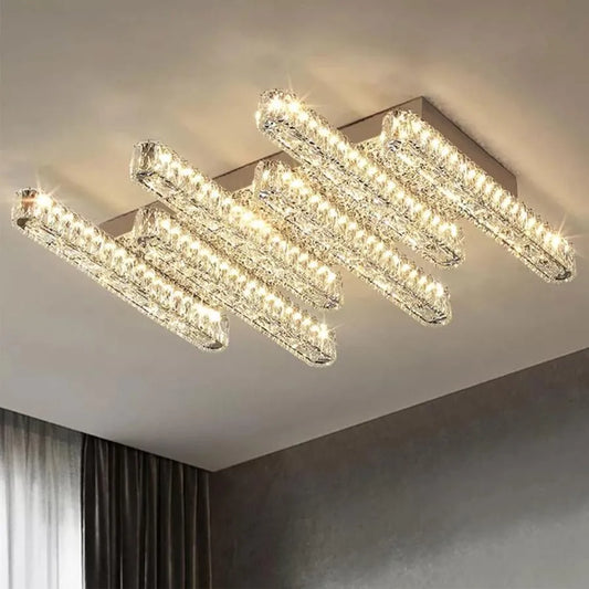 Candelabru LED Priscila, távirányítóval, 216W, kristály, fényes króm, hulladék, meleg/hideg/semleges fény