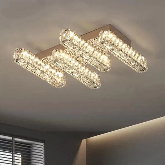 Priscila LED csillár, távirányítóval, 80W, Crystal, fényes króm, hulladék, meleg/hideg/semleges fény