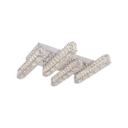 Priscila LED csillár, távirányítóval, 80W, Crystal, fényes króm, hulladék, meleg/hideg/semleges fény