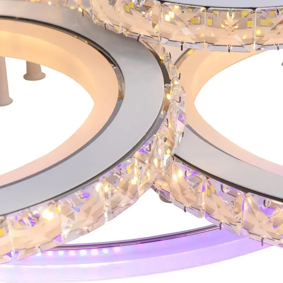 LED -csillár távirányítóval és Crystal Nova RGB 154W, 6 kör, hideg/forró/semleges fény, fehér, fehér