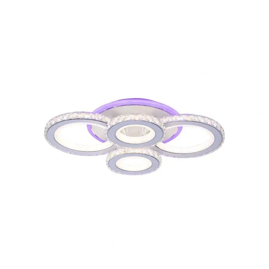 LED -csillár távirányítóval és Crystal Nova RGB 86W, 4 kör, hideg/forró/semleges fény, fehér, fehér