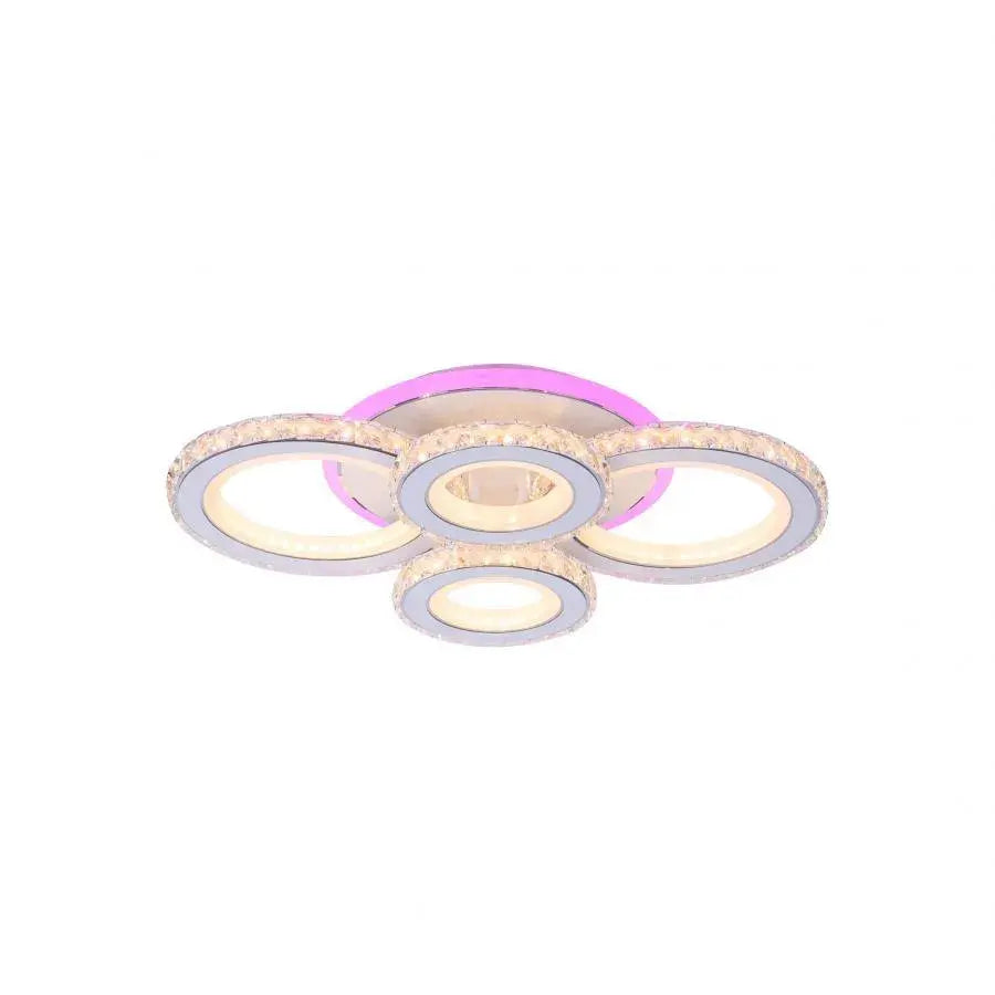 LED -csillár távirányítóval és Crystal Nova RGB 86W, 4 kör, hideg/forró/semleges fény, fehér, fehér