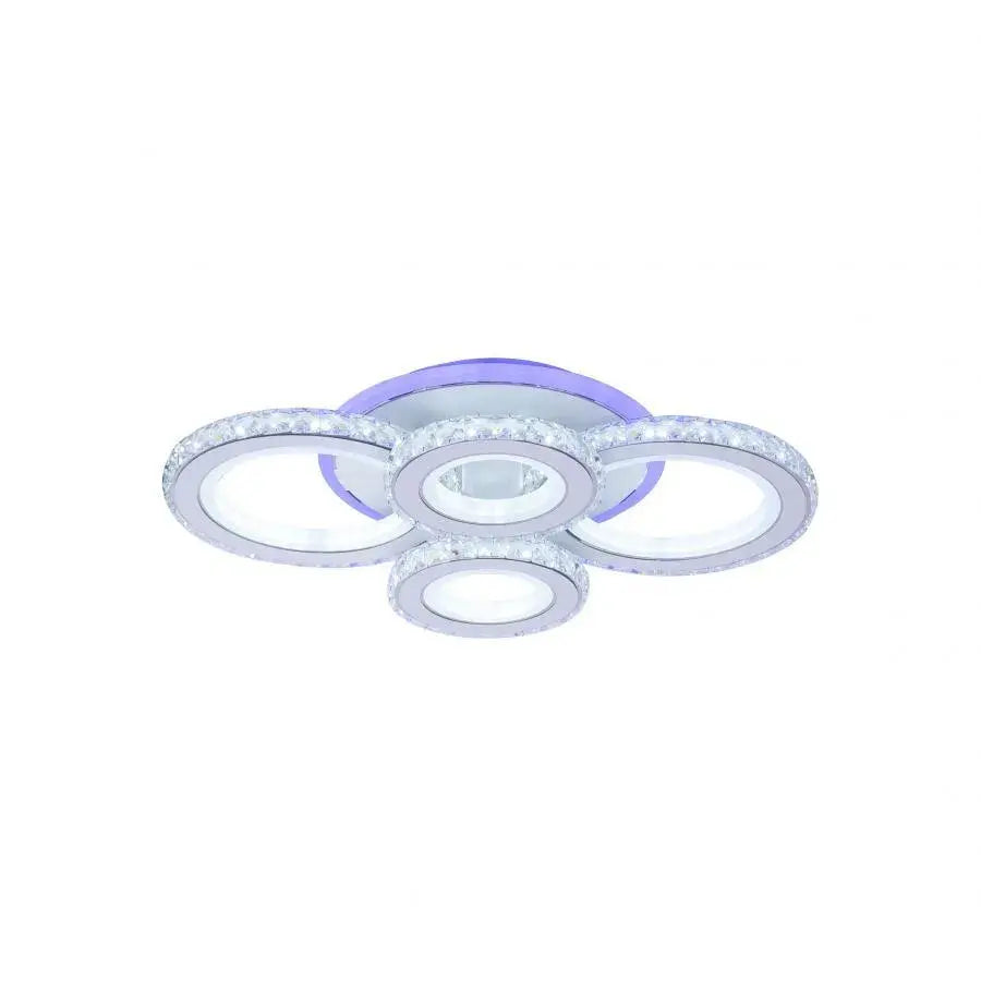 LED -csillár távirányítóval és Crystal Nova RGB 86W, 4 kör, hideg/forró/semleges fény, fehér, fehér