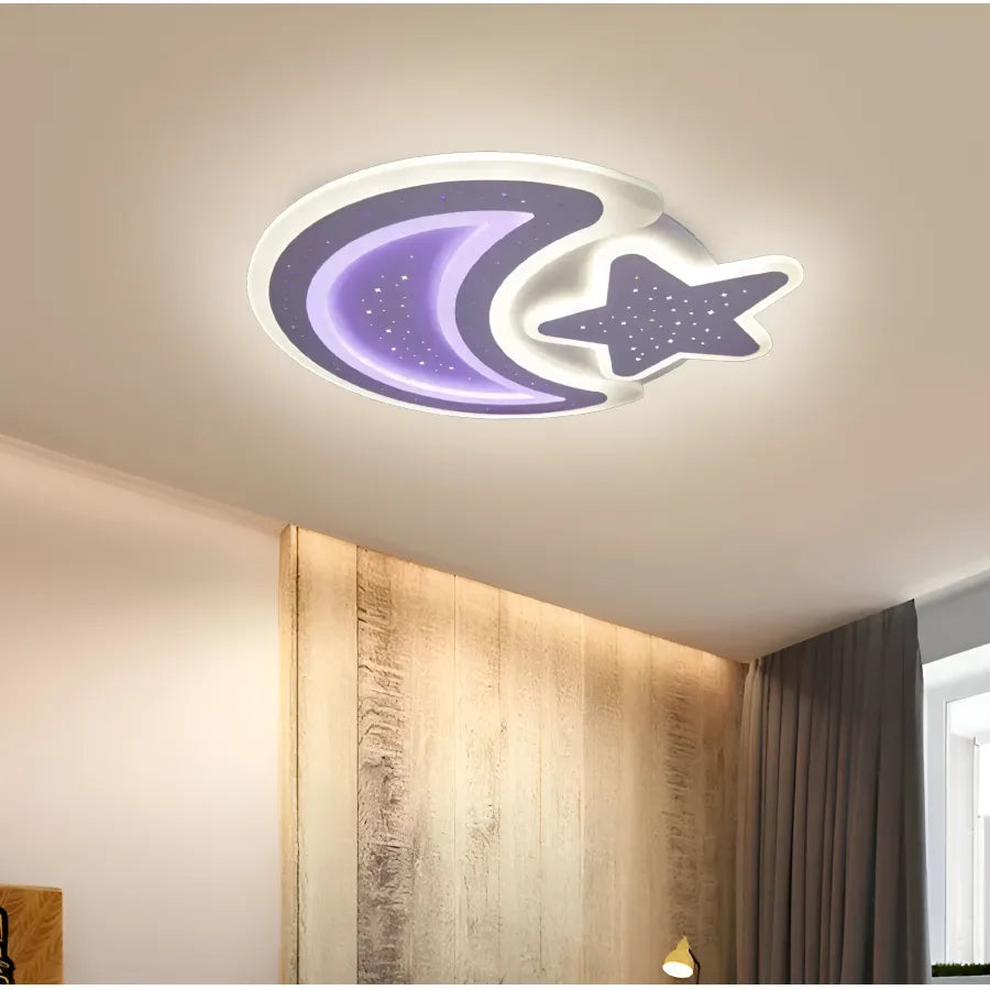 LED -csillár távirányítóval Coralia RGB 81W, hold és csillag, hideg/forró/fehér semleges fehér