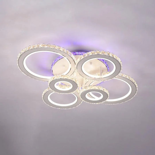 LED csillár távirányítóval és kristály MEILI ZAFINA RGB 238W, 6 kör, hideg/meleg/semleges fény, szabályozható, fehér kristály LED csillárok Alapértelmezett cím Alessandro Design
